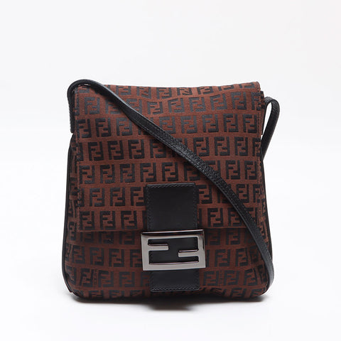 FENDI Mini Zucchino Mamma Shoulder Bag Brown WS13624