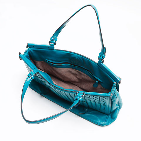 ボッテガヴェネタ BOTTEGAVENETA イントレチャート ハンドバッグ ターコイズ WS13631