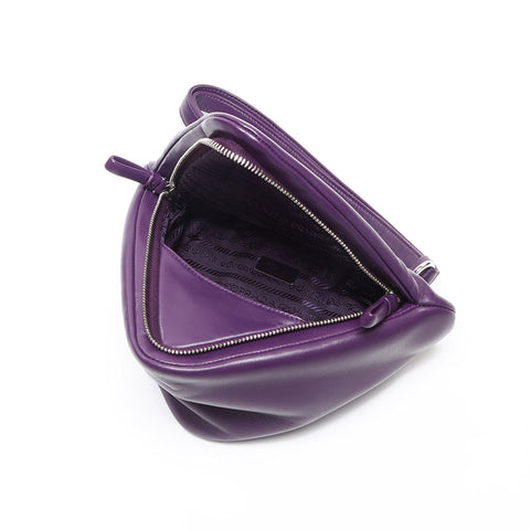 プラダ PRADA ナッパレザー パデット トライアングル ハンドバッグ パープル WS13632