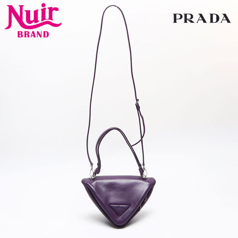 プラダ PRADA ナッパレザー パデット トライアングル ハンドバッグ パープル WS13632