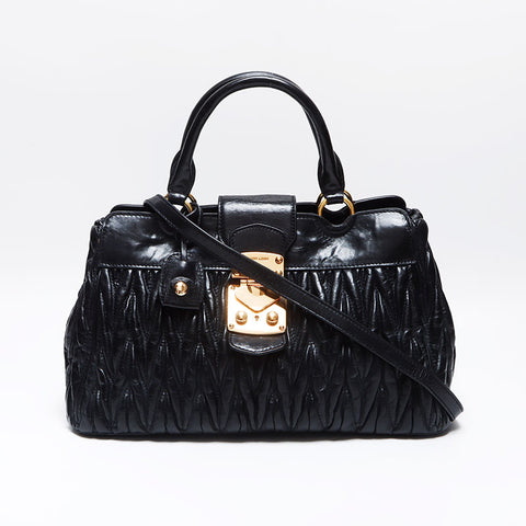 Miu Miu Materassee 2WAY Shoulder Bag Handbag black WS13641