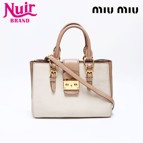 Miu Miu Madras Leather 2WAY Handbag beige WS13642