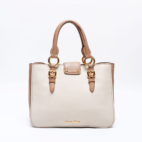ミュウ ミュウ Miu Miu マドラスレザー 2WAY ハンドバッグ ベージュ WS13642