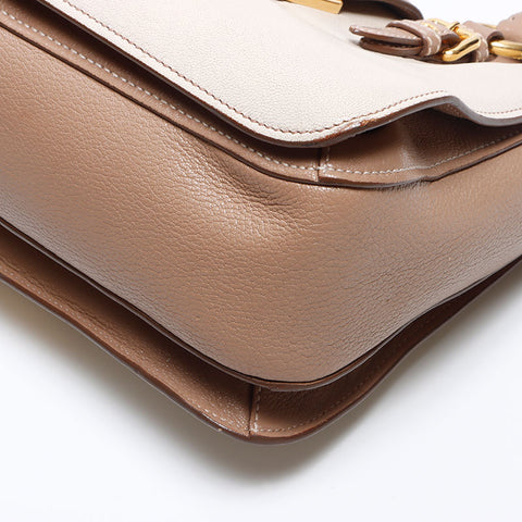 Miu Miu Madras Leather 2WAY Handbag beige WS13642