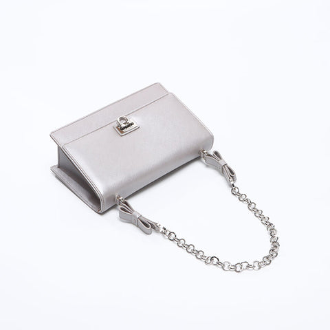 Salvatore Ferragamo Silver Metal Gancini handbag Shoulder Bag gray WS13643