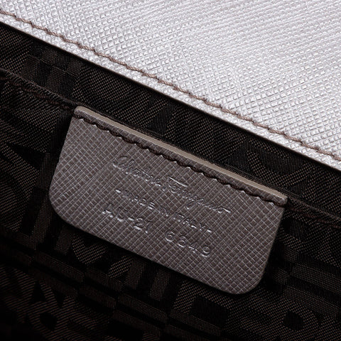 サルヴァトーレフェラガモ Salvatore Ferragamo シルバー金具 ガンチーニ ハンドバッグ ショルダーバッグ グレー WS13643