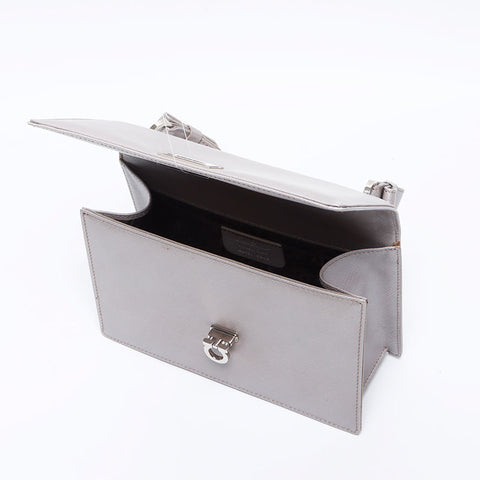 サルヴァトーレフェラガモ Salvatore Ferragamo シルバー金具 ガンチーニ ハンドバッグ ショルダーバッグ グレー WS13643