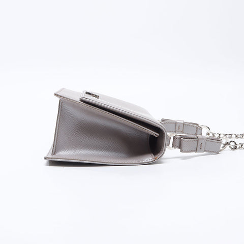 Salvatore Ferragamo Silver Metal Gancini handbag Shoulder Bag gray WS13643