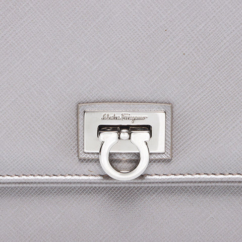 サルヴァトーレフェラガモ Salvatore Ferragamo シルバー金具 ガンチーニ ハンドバッグ ショルダーバッグ グレー WS13643