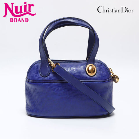 Christian Dior 2WAY Handbag Oval Shoulder Bag blue WS13644