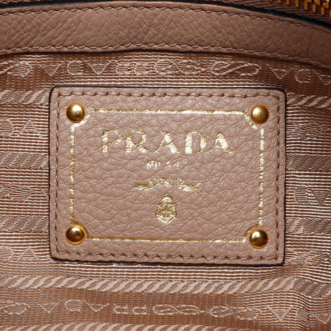 PRADA 2WAY Gold Metal Handbag beige WS13645