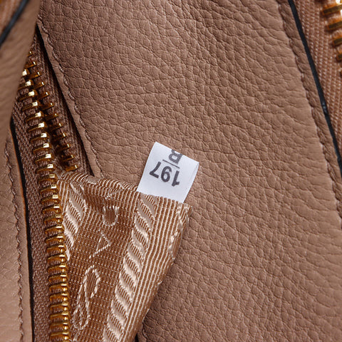 PRADA 2WAY Gold Metal Handbag beige WS13645