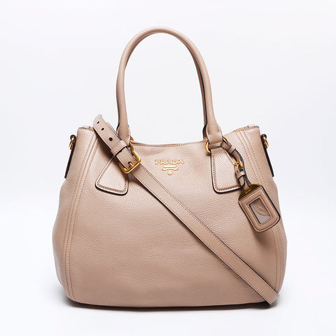 PRADA 2WAY Gold Metal Handbag beige WS13645