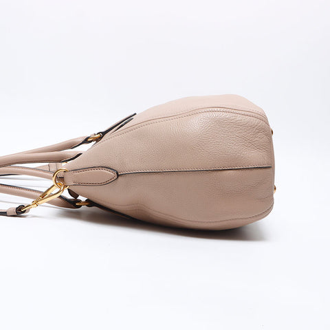 PRADA 2WAY Gold Metal Handbag beige WS13645