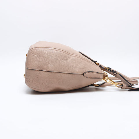 PRADA 2WAY Gold Metal Handbag beige WS13645