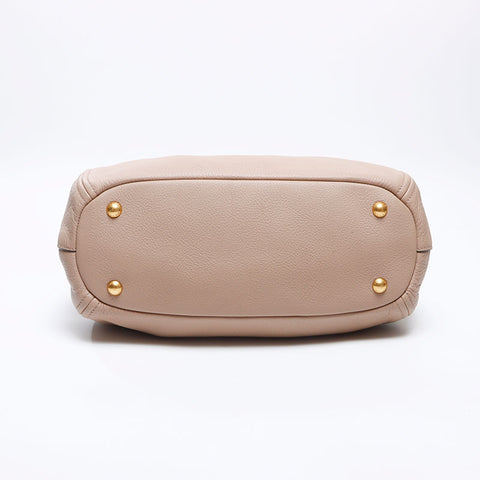 PRADA 2WAY Gold Metal Handbag beige WS13645
