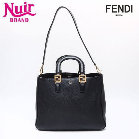 FENDI FF Tote 2way Leather Tote Bag black WS13652