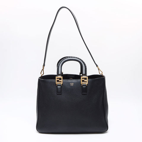フェンディ FENDI FFトート 2way レザー トートバッグ ブラック WS13652
