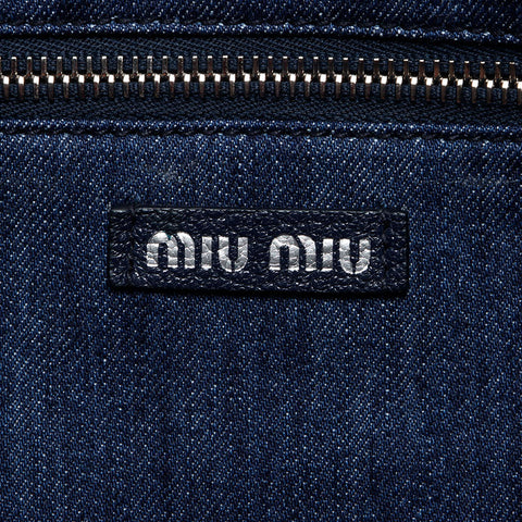 ミュウ ミュウ Miu Miu デニム ロゴ トートバッグ ネイビー WS13655