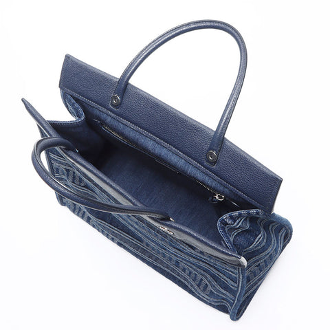 ミュウ ミュウ Miu Miu デニム ロゴ トートバッグ ネイビー WS13655