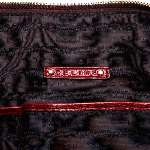 CELINE Macadam canvas pocket Boston bag Handbag Red WS13660