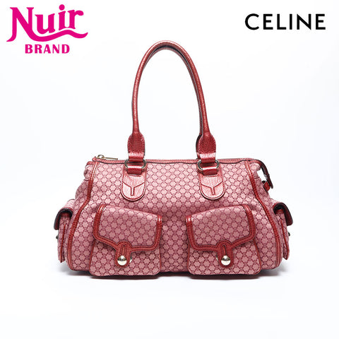 CELINE Macadam canvas pocket Boston bag Handbag Red WS13660
