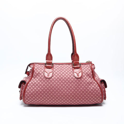 CELINE Macadam canvas pocket Boston bag Handbag Red WS13660