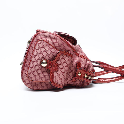 CELINE Macadam canvas pocket Boston bag Handbag Red WS13660