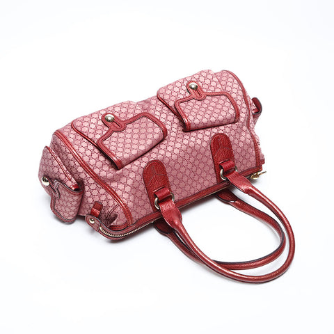 CELINE Macadam canvas pocket Boston bag Handbag Red WS13660