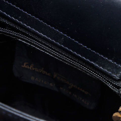 サルヴァトーレフェラガモ Salvatore Ferragamo ヴァラ レザー バケット ハンドバッグ ネイビー WS13666