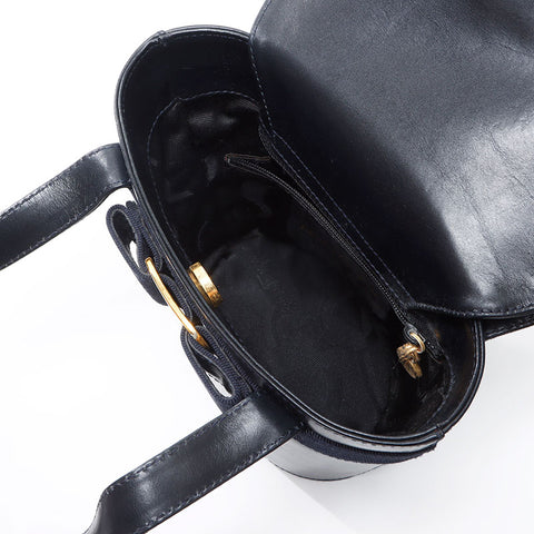 サルヴァトーレフェラガモ Salvatore Ferragamo ヴァラ レザー バケット ハンドバッグ ネイビー WS13666