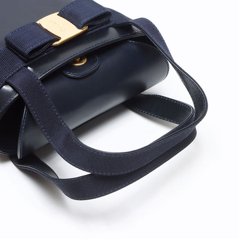 サルヴァトーレフェラガモ Salvatore Ferragamo ヴァラ レザー バケット ハンドバッグ ネイビー WS13666