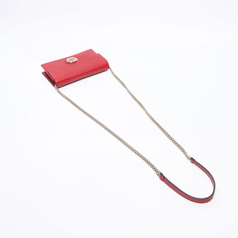 グッチ GUCCI レザー G ドラー ウォレット インターロッキング チェーンウォレット ショルダーバッグ レッド WS13667
