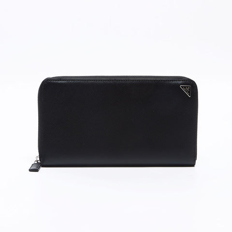 プラダ PRADA サフィアーノレザー トライアングルロゴ ジップアラウンド 長財布 ブラック WS13668