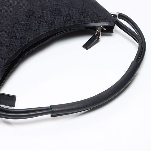 グッチ GUCCI GGキャンバス レザー ショルダーバッグ ブラック