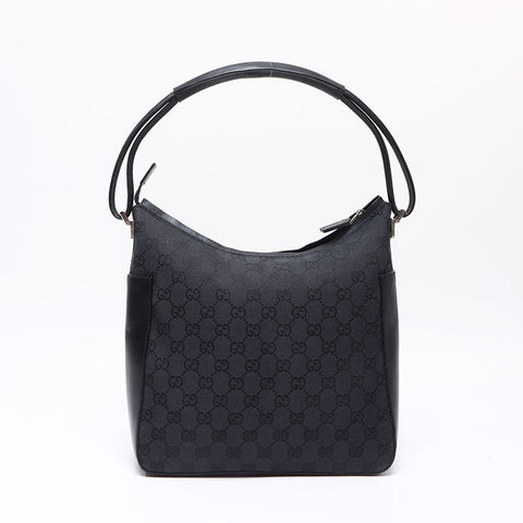 グッチ GUCCI GGキャンバス レザー ショルダーバッグ ブラック
