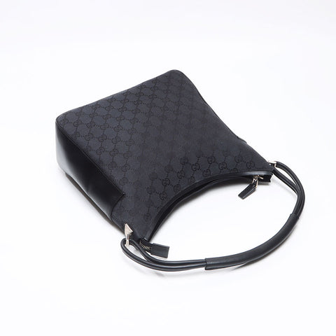 美品】GUCCI グッチ ショルダーバッグ GGキャンバス×レザー 黒