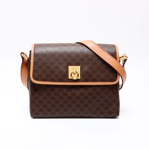 セリーヌ CELINE マカダム PVC ショルダーバッグ ブラウン WS13671