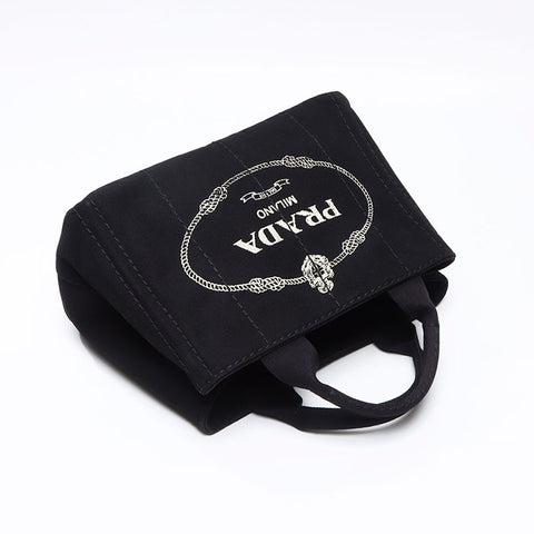 PRADA Canapa Small Canvas Tote Bag black WS13672