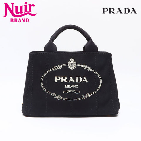 PRADA Canapa Small Canvas Tote Bag black WS13672