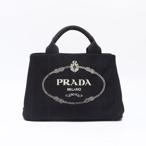 PRADA Canapa Small Canvas Tote Bag black WS13672
