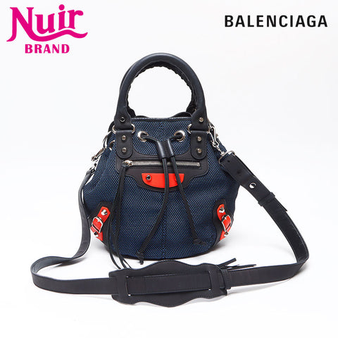 BALENCIAGA Giant pompom Shoulder Bag blue WS13673