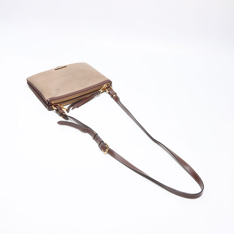 PRADA Logo jacquard Shoulder Bag Brown WS13674
