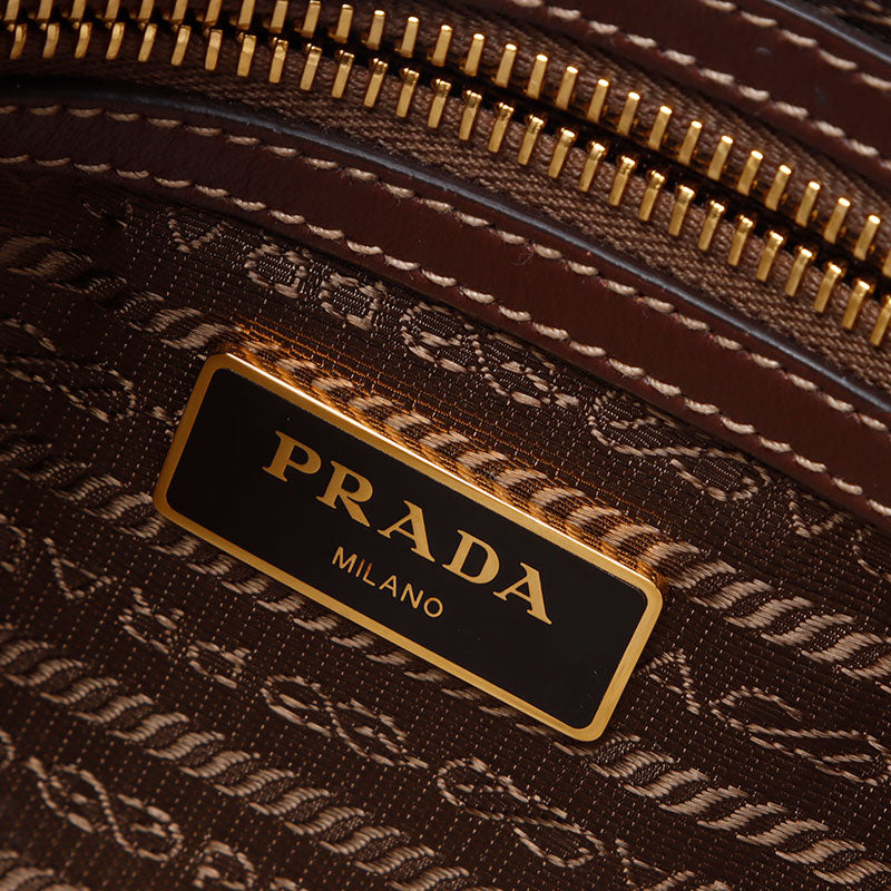 プラダ PRADA ロゴ ジャガード ショルダーバッグ ブラウン