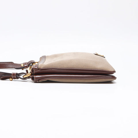 PRADA Logo jacquard Shoulder Bag Brown WS13674
