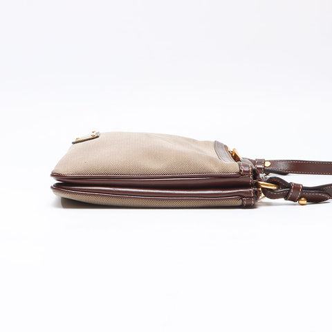 PRADA Logo jacquard Shoulder Bag Brown WS13674