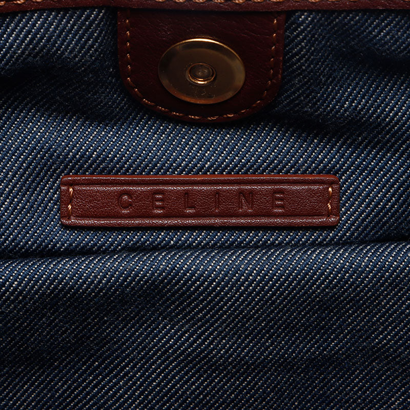 CELINEビタースウィートデニム×濃茶 セリーヌ CELINE ビタースウィート マカダム デニム ハンドバッグ