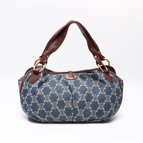 セリーヌ CELINE ビタースウィート マカダム デニム ハンドバッグ ブルー WS13675