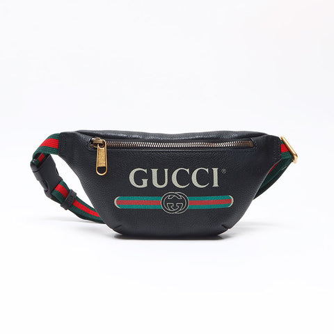 GUCCI logo leather Waist bag black WS13676