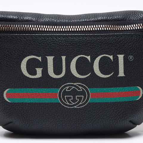 GUCCI logo leather Waist bag black WS13676